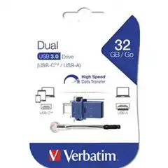 VERBATIM UNIDAD DUAL USB TIPO C MOVIL USB 3.0 DE 32GB