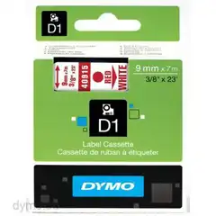 Material DYMO CINTA DE TRANSFERENCIA TERMICA D1 40915. ROJO SOBRE BLANCO DE 9MMX7M. POLIESTER AUTOADHESIVA S0720700 DYMO COD. EXA_31066 EAN 5411313409155