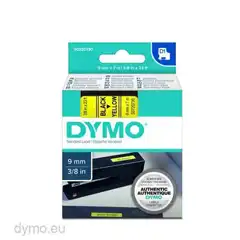 DYMO CINTA DE TRANSFERENCIA TERMICA D1 40918. NEGRO SOBRE AMARILLO DE 9MMX7M. POLIESTER AUTOADHESIVA S0720730 DYMO COD. EXA_31069 EAN 5411313409186