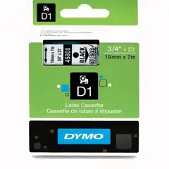 Material DYMO CINTA DE TRANSFERENCIA TÉRMICA D1 45800. ETIQUETAS ESTÁNDAR NEGRO SOBRE TRANSPARENTE DE 19MMX7M. POLIESTER AUTOADHESIVA. ROTULADORA LABELMANAGER S0720820 DYMO COD. EXA_31408