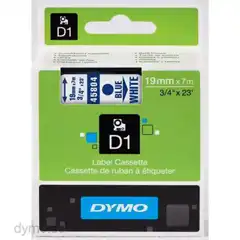 DYMO CINTA DE TRANSFERENCIA TÉRMICA D1 45804. ETIQUETAS ESTÁNDAR AZUL SOBRE BLANCO DE 19MMX7M. POLIESTER AUTOADHESIVA. ROTULADORA LABELMANAGER S0720840 DYMO COD. EXA_31409
