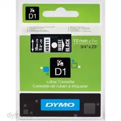 Material DYMO CINTA DE TRANSFERENCIA TÉRMICA D1 45811. ETIQUETAS ESTÁNDAR BLANCO SOBRE NEGRO DE 19MMX7M. POLIESTER AUTOADHESIVA. ROTULADORA LABELMANAGER S0720910 DYMO COD. EXA_31413