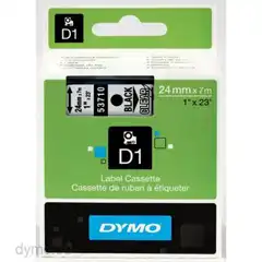 Material DYMO CINTA DE TRANSFERENCIA TERMICA D1 53710. ETIQUETAS ESTÁNDAR NEGRO SOBRE TRANSPARENTE DE 24MMX7M. POLIESTER AUTOADHESIVA. ROTULADORA LABELMANAGER S0720920 DYMO COD. EXA_31461