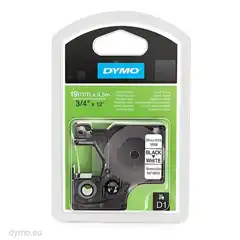DYMO CINTA DE TRANSFERENCIA TÉRMICA D1 16958. ETIQUETAS ESTÁNDAR NEGRO SOBRE BLANCO DE 19MMX3,5M. NYLON FLEXIBLE AUTOADHESIVA. ROTULADORA LABELMANAGER S0718050 DYMO COD. EXA_31464