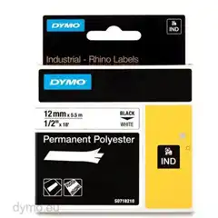 Material DYMO RHINO CINTA DE ETIQUETAS INDUSTRIAL ADHESIVA ID1-12, NEGRO SOBRE BLANCO DE 12MMX5,5M, POLYESTER (S0718210) 18483 DYMO COD. EXA_32080