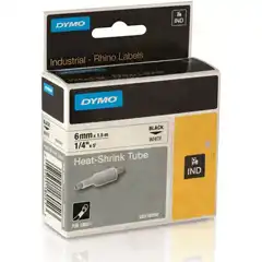 Material DYMO RHINO CINTA ID1-6, NEGRO SOBRE BLANCO, 6MMX1 5M, TUBO TERMORRETRACTIL (S0718260) 18051 DYMO COD. EXA_32819