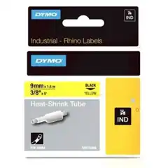 Material DYMO RHINO CINTA ID1-9, NEGRO SOBRE AMARILLO, 9MMX1 5M, TUBO TERMORRETRACTIL (S0718290) 18054 DYMO COD. EXA_32822