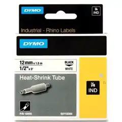 Material DYMO RHINO CINTA ID1-12, NEGRO SOBRE BLANCO, 12MMX1 5M, TUBO TERMORRETRACTIL (S0718300) 18055 DYMO COD. EXA_32823