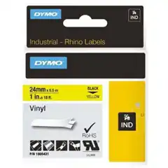 Material DYMO RHINO CINTA DE ETIQUETAS INDUSTRIAL ADHESIVA ID1-24, NEGRO SOBRE AMARILLO DE 24MMX5 5M, VINILO 1805431 DYMO COD. EXA_32835