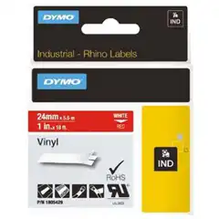 Material DYMO RHINO CINTA DE ETIQUETAS INDUSTRIAL ADHESIVA ID1-24, BLANCO SOBRE ROJO, DE 24MMX5 5M, VINILO 1805429 DYMO COD. EXA_32837