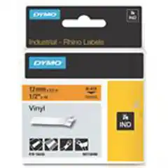 DYMO RHINO CINTA DE ETIQUETAS INDUSTRIAL ADHESIVA ID1-12, NEGRO SOBRE NARANJA DE 12MMX5 5M, VINILO (S0718490) 18435 DYMO COD. EXA_32854