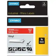 Material DYMO RHINO CINTA DE ETIQUETAS INDUSTRIAL ADHESIVA ID1-19, BLANCO SOBRE ROJO DE 19MMX5 5M, VINILO 1805422 DYMO COD. EXA_32862