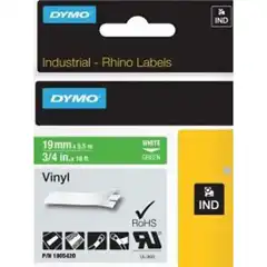 Material DYMO RHINO CINTA DE ETIQUETAS INDUSTRIAL ADHESIVA ID1-19, BLANCO SOBRE VERDE DE 19MMX5 5M, VINILO 1805420 DYMO COD. EXA_32863