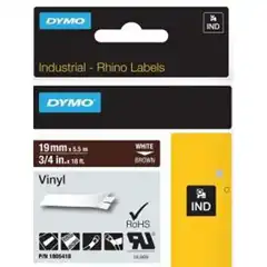 Material DYMO RHINO CINTA DE ETIQUETAS INDUSTRIAL ADHESIVA ID1-19, BLANCO SOBRE MARRÃN DE 19MMX5 5 M, VINILO 1805418 DYMO COD. EXA_32866
