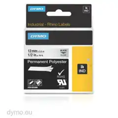DYMO RHINO CINTA DE ETIQUETAS INDUSTRIAL ADHESIVA ID1-12, NEGRO SOBRE TRANSPARENTE DE 12MMX5 5M, POLIESTER (S0718180) 622289 DYMO COD. EXA_32921