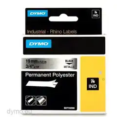 Material DYMO RHINO CINTA DE ETIQUETAS INDUSTRIAL ADHESIVA ID1-19, NEGRO SOBRE GRIS METÃLICO (PLATA) DE 19MMX5 5 M, POLYESTER (S0718200) 18487 DYMO COD. EXA_32929