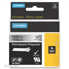 DYMO RHINO CINTA ID1-6, NEGRO SOBRE GRIS METÁLICO, 6MMX5 5M, POLIÉSTER 1805441 DYMO COD. EXA_32931 EAN 0071701059963