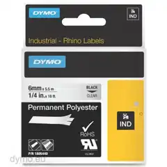 DYMO RHINO CINTA ID1-6, NEGRO SOBRE TRANSPARENTE, 6MMX5 5M, POLIÉSTER 1805440 DYMO COD. EXA_32933 EAN 0071701059956