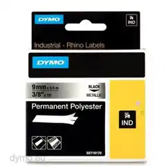 DYMO RHINO CINTA ID1-9, NEGRO SOBRE GRIS METÁLICO (PLATA), 9MMX5 5M, POLIÉSTER (S0718170) 18485 DYMO COD. EXA_32936