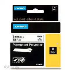DYMO RHINO CINTA ID1-9, NEGRO SOBRE BLANCO, 9MMX5 5M, POLIÉSTER (S0718240) 18482 DYMO COD. EXA_32937