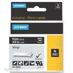 Material DYMO RHINO CINTA ID1-9, BLANCO SOBRE NEGRO, 9MMX5 5M, VINILO 1805437 DYMO COD. EXA_32942
