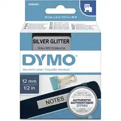 DYMO CINTA DE TRANSFERENCIA TERMICA D1 NEGRO PLATA GLITTER DE 12MMX3M ROTULADORA LABELMANAGER 2084401 32950