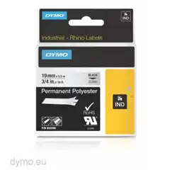 DYMO RHINO CINTA DE ETIQUETAS INDUSTRIAL ADHESIVA ID1-19, NEGRO SOBRE TRANSPARENTE DE 19MMX5 5 M, POLIESTER 622290 DYMO COD. EXA_32953