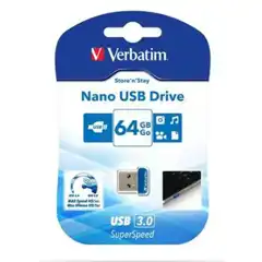 Material VERBATIM STORE N STAY NANO USB DRIVE 3.0, 64GB AZUL 98711 VERBATIM COD. EXA_33004 EAN 
