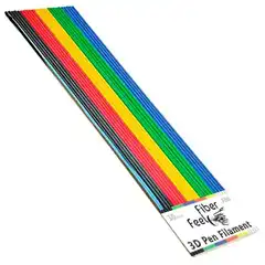 Material FIBERFEEL FILAMENTO DE PLUMA 3D 254MM,  DIÃMETRO 3MM MULTICOLOR -PAQ. 30 HILOS- FIBERFEEL 030FFABS-MIX-0075