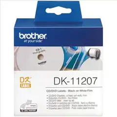 BROTHER CINTA ETIQUETAS PARA CD/DVD, BOBINA DE 100 UNIDADES, 58MMX58MM- PELÍCULA PLÁSTICA DK11207 BROTHER COD. EXA_35206