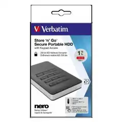 Material VERBATIM DISCO DURO PORTÁTIL STORE  N  GO, USB 3.1, 1 TB CON TECLADO 53401 VERBATIM COD. EXA_35518 EAN 