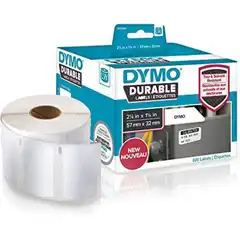 DYMO CINTA DE ETIQUETAS INDUSTRIAL ADHESIVA RESISTENTE LABELWRITER DURABLE, NEGRO SOBRE BLANCO, 19MMX64MM 1933085 DYMO COD. EXA_35988