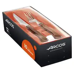 Material ARCOS CUCHILLO CHULETERO Y TENEDOR MANGO DE MADERA HAYA JUEGO DE 6+6 PIEZAS 50788 377700