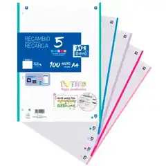 RECAMBIO OXFORD DOTS 5 MULTICOLOR A A4 100HJ 90GR 4 TALADROS COLOR PASTEL 400162337 