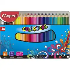 Material LAPICES COLORES 48UDS CAJA METAL MAPED 832058