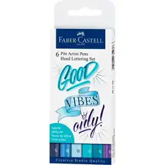 Material SET 6 ROTULADORES PINCEL BRUSH PITT HAND LETTERING FABER CASTELL