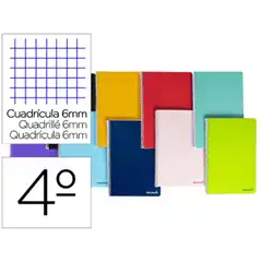 CUADERNO ESPIRAL LIDERPAPEL 4º SMART T. BLANDA 80HJ 60GR CUADRO 6MM MARGEN COLORES SURTIDOS BC07 08283