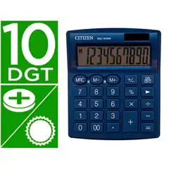 Material CALCULADORA CITIZEN SOBREMESA SDC-810 NRNVE 10 DIGITOS 124X102X25 MM AZUL 156194