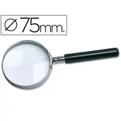 LUPA CRISTAL ARO METALICO MANGO NEGRO W-104 75MM KF17309 (24464)