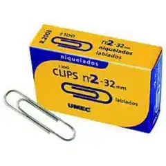 CLIPS UMEC Nº2 NIQUELADOS 32MM CAJA 100UDS U200304 33714