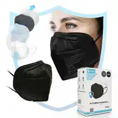 MASCARILLA FFP2 NEGRA CERT. EN 149:2001 + A1:2009 CON CLIP AJUSTE INDIVIDUAL VS040 45162