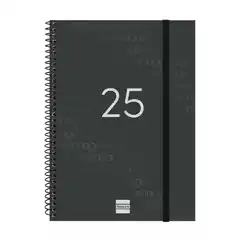 Material AGENDA ESPIRAL FINOCAM YEAR SV HORIZONTAL E10 155X212 MM NEGRO 2025 CATALAN 741506025