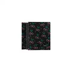 CUADERNO A6 CARTON FORRADO TAPA DURA 100HJ 70GR 5X5MM EC 20 CEREZAS GRAFOPLAS 16521993