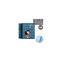 CUADERNO A6 CARTON FORRADO TAPA DURA 100HJ 70GR 5X5MM MAFALDA 21 AVION GRAFOPLAS 16522637
