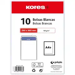 BOLSAS BLANCAS PAQUETE 10UDS 162X229MM 90GR TIRA SILICONA (21141170)