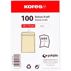 BOLSAS KRAFT PAQUETE 10 UDS A6 184X261 MM 100GR TIRA SILICONA 665103 (21170149)