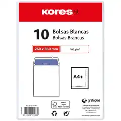 BOLSAS BLANCAS PAQUETE 10UDS 250X350MM 100GR TIRA SILICONA (21201170)
