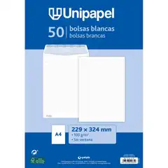 Material BOLSAS BLANCAS PAQUETE 10 UDS 260X360MM 100GRS TIRA SILICONA 665111 (21211170) 21261170