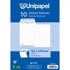 BOLSAS BLANCAS PAQ 10UDS 162X229MM 90GR T. SILICONA (21221170)