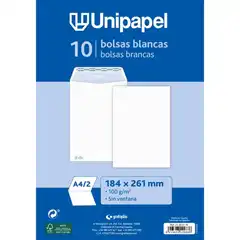 BOLSAS BLANCAS PAQ 10UDS A6 184X261 MM 100GR TIRA SILICONA 665103 (21170170) 21230170